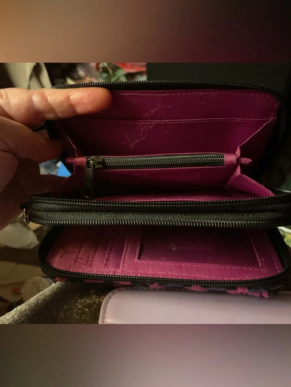 VERA BRADLEY LEOPARD PINK AND BLACK QUILTED WALLET - Picture 8 of 9